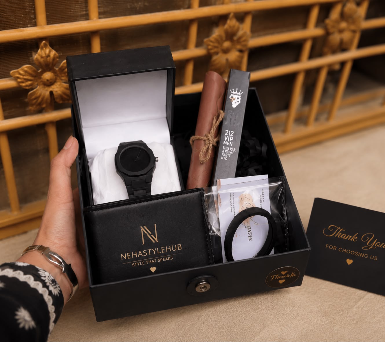 Men's Premium Gift Box – Watch Wallet Perfume Set