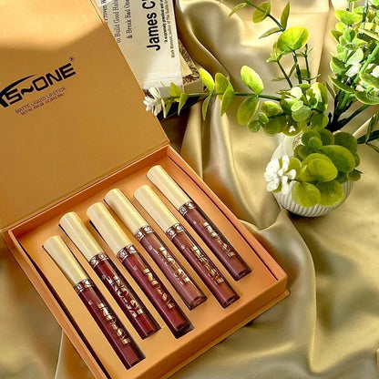KS-ONE 6PCS Nude Matte Liquid Lipstick Set | Long Lasting Waterproof Velvet Lip Gloss for Women