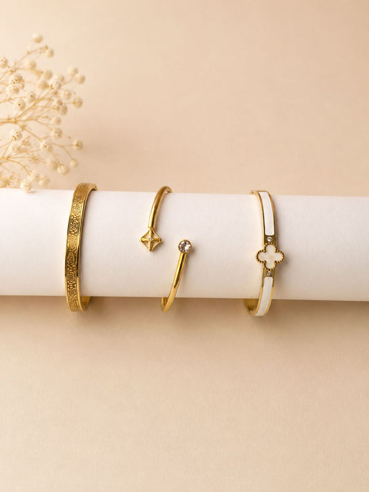 Luxury Gold Bracelet Set – Elegant Women's Bangle Collection
