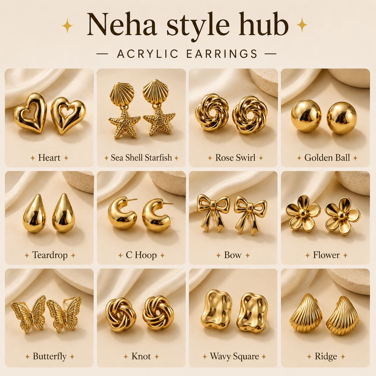 Gold-Plated Acrylic Earrings Collection for Women | Trendy Fashion Jewelry