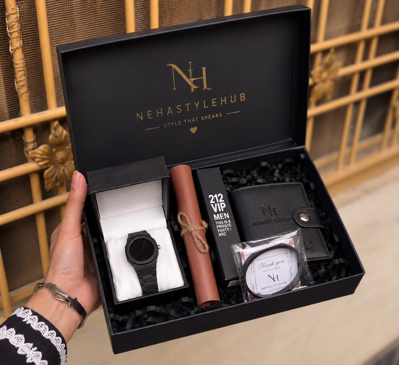 Men's Premium Gift Box – Watch Wallet Perfume Set