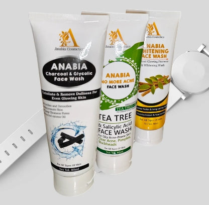 3 Anabia Face Wash whitening face wash, charcoal face wash, Glycolic Face Wash,Acne Face Wash