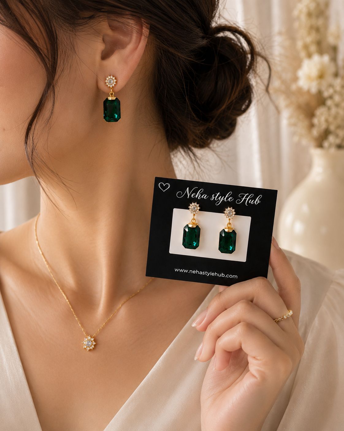 Emerald Green Luxury Drop Earrings