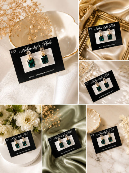 Emerald Green Luxury Drop Earrings
