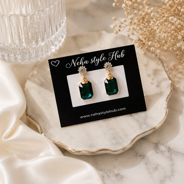 Emerald Green Luxury Drop Earrings
