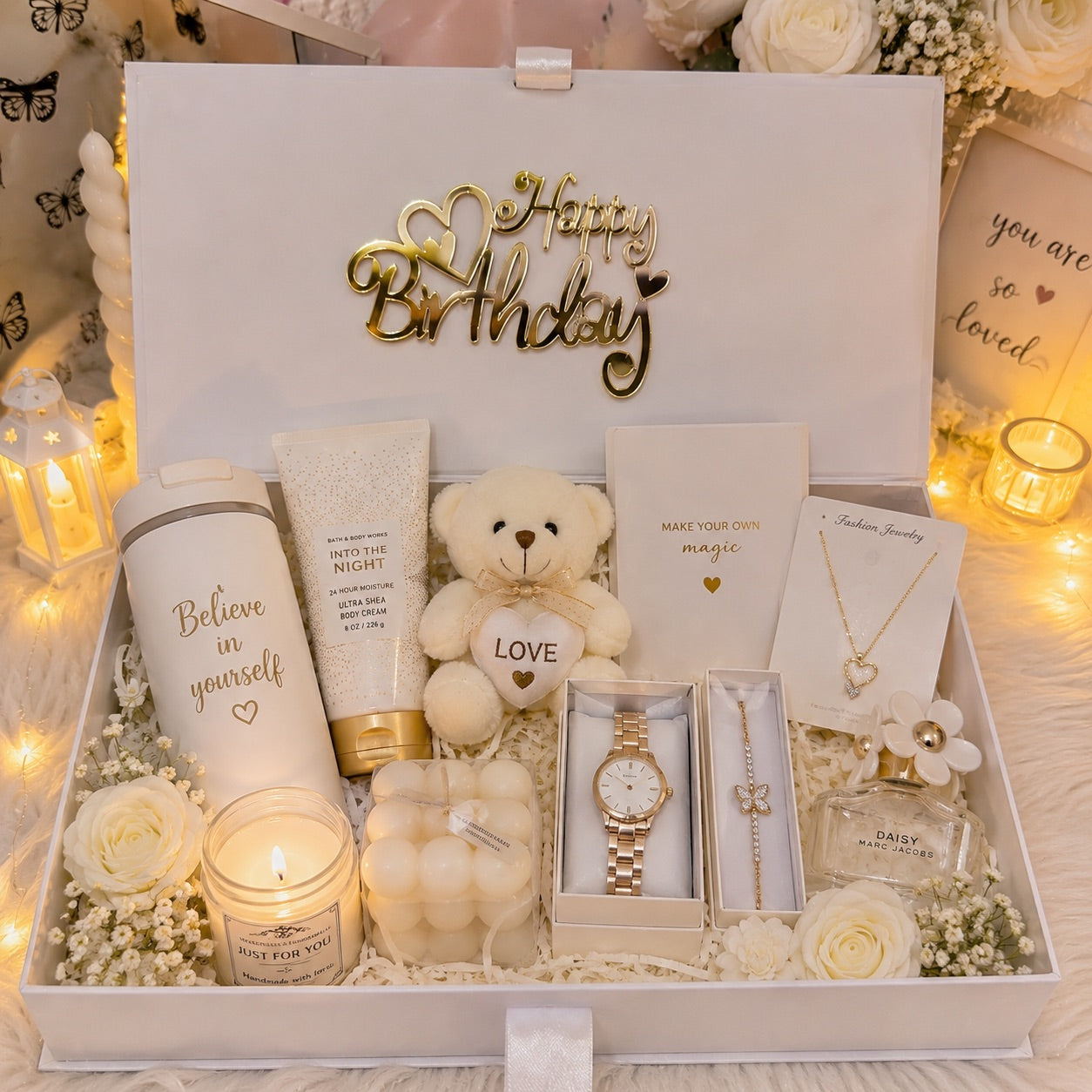 Pearl Bliss Birthday Hamper - White Theme