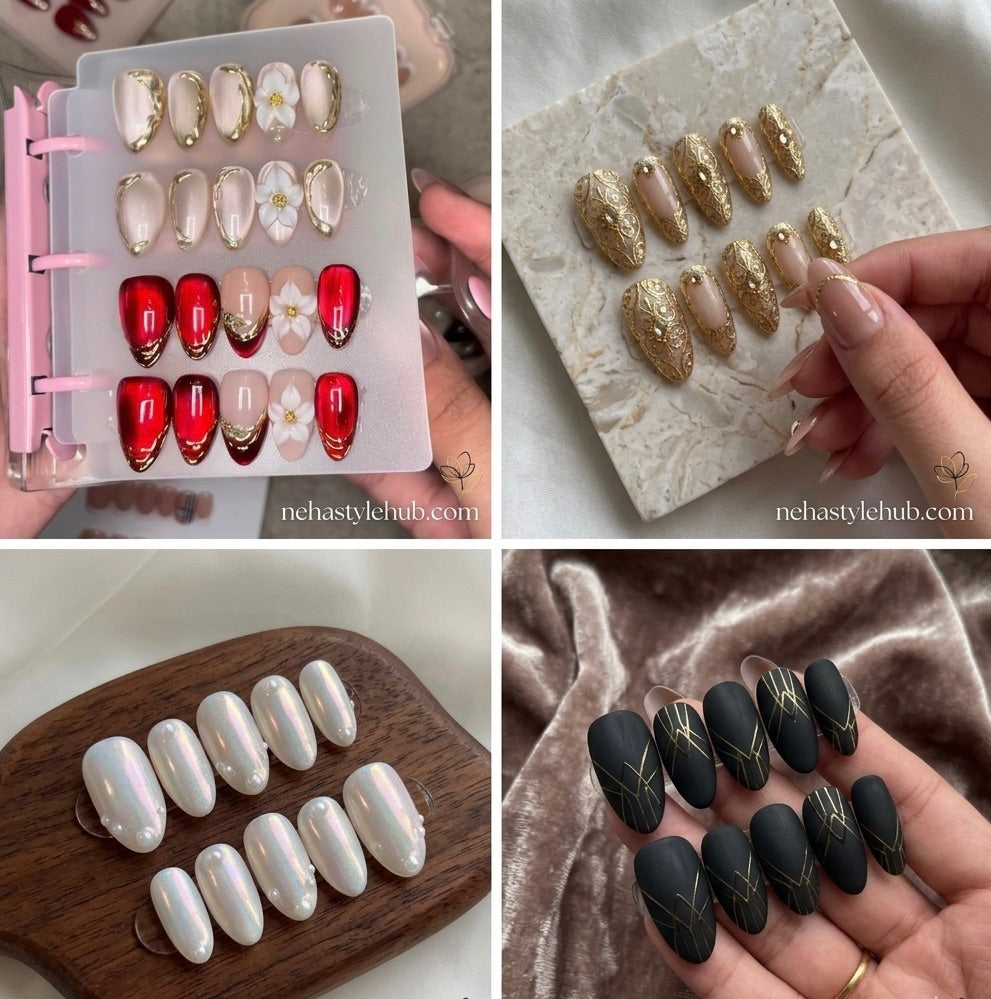 Crimson Royale Gold Nail Art Set - Swatch Display