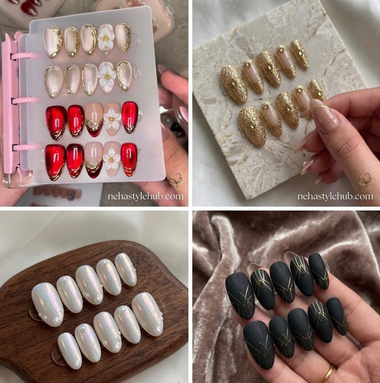 Crimson Royale Gold Nail Art Set - Swatch Display