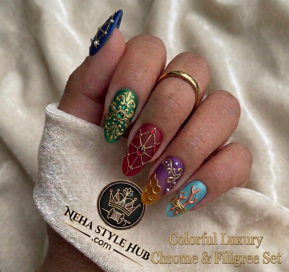 Nude Pearl Chrome Nail Set - Neha Style Hub