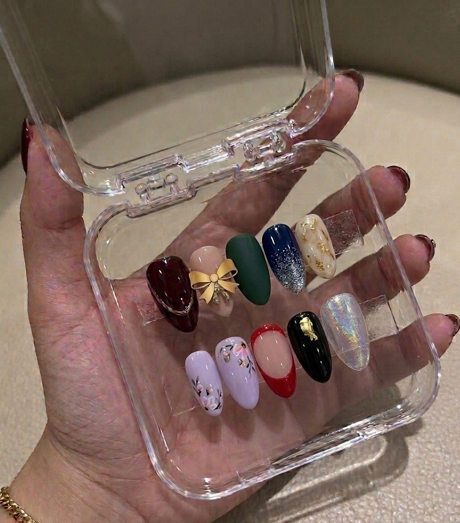 Luxury Curated Press-On Nails - Burgundy Chrome Set