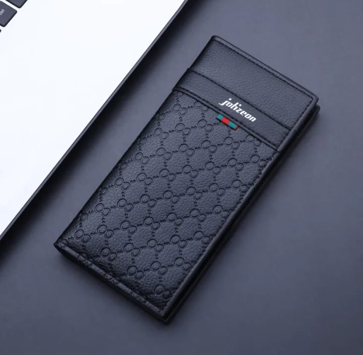 Premium Men's Long Leather Wallet - Black variant