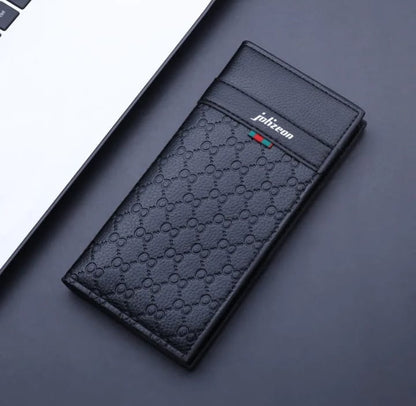Premium Men's Long Leather Wallet - Black variant