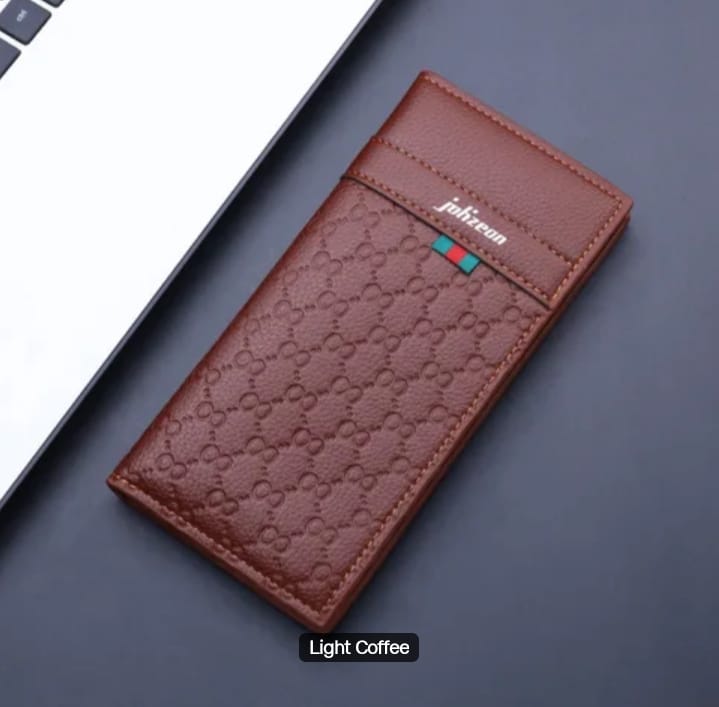 Premium Men's Long Leather Wallet - Black